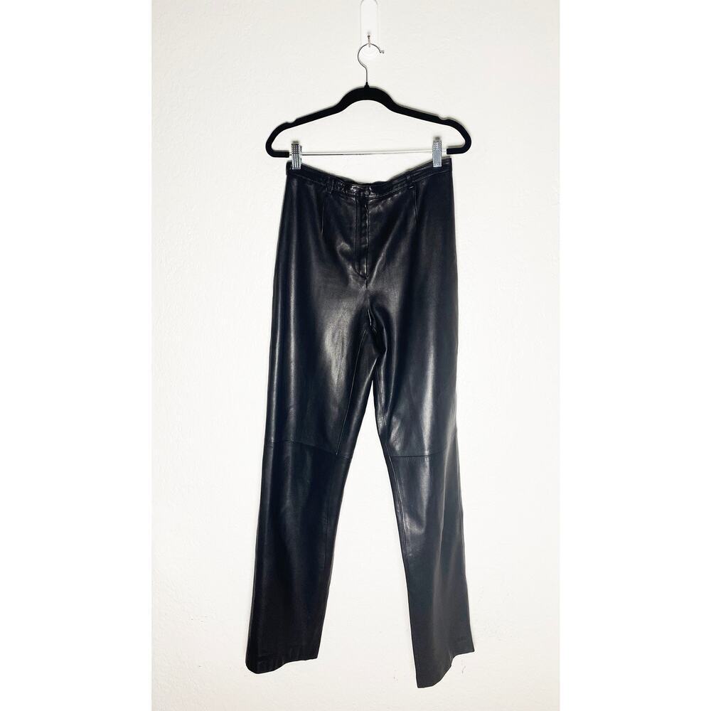 Vintage Liz Claiborne Women's High Rise Straight Leg Soft Leather Pants Trousers